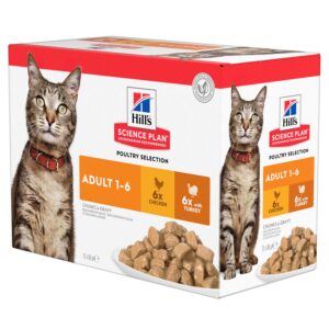 Hill's Science Plan Adult Multipack Nassfutter für Katzen mit Huhn und Truthahn